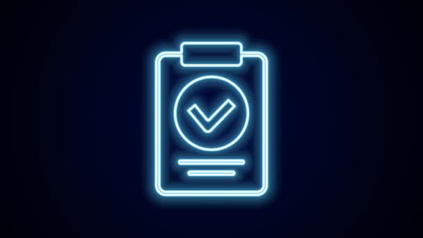 Zářící Neon Line Lékařský Předpis Ikona Izolované Černém Pozadí Formulář — Stock video