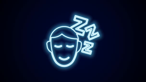 Glowing Neon Line Dreams Icon Isolated Black Background Sleep Rest — Video Stock
