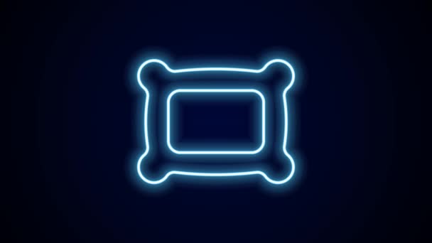 Gloeiende Neon Lijn Rechthoekig Kussen Pictogram Geïsoleerd Zwarte Achtergrond Kussen — Stockvideo