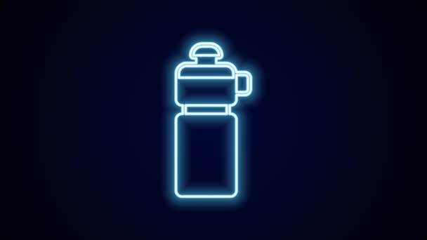 Świecąca Neon Linia Fitness Shaker Ikona Izolowana Czarnym Tle Butelka — Wideo stockowe