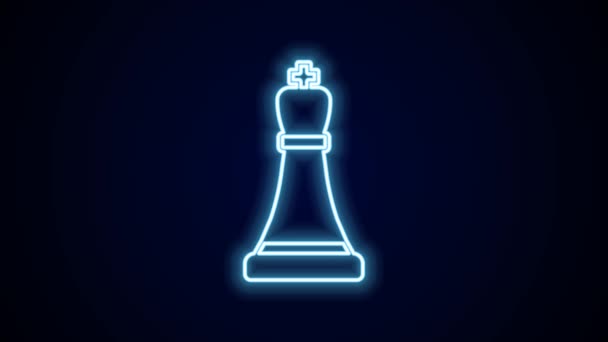 Leuchtende Leuchtschrift Schach Ikone Isoliert Auf Schwarzem Hintergrund Geschäftsstrategie Spiel — Stockvideo