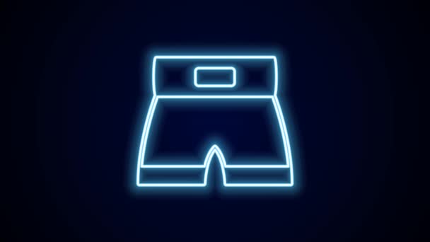 Linea Neon Incandescente Boxe Icona Corta Isolata Sfondo Nero Animazione — Video Stock