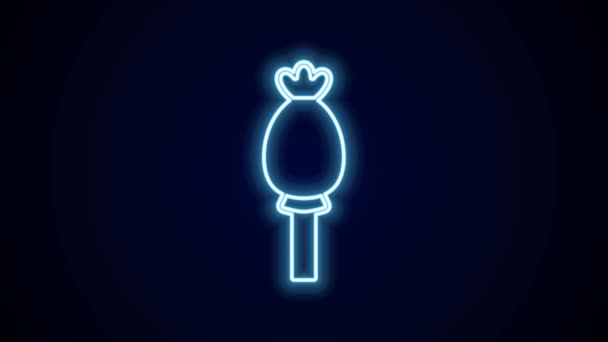 Glowing Neon Line Opium Poppy Icon Isolated Black Background Poppy — Stock Video