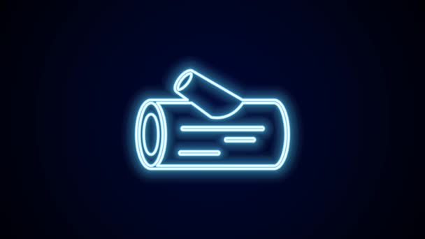 Glowing Neon Line Wooden Log Icon Isolated Black Background Stack — Stockvideo