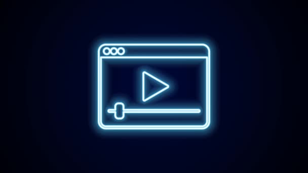 Leuchtende Neon Linie Online Spielen Video Symbol Isoliert Auf Schwarzem — Stockvideo