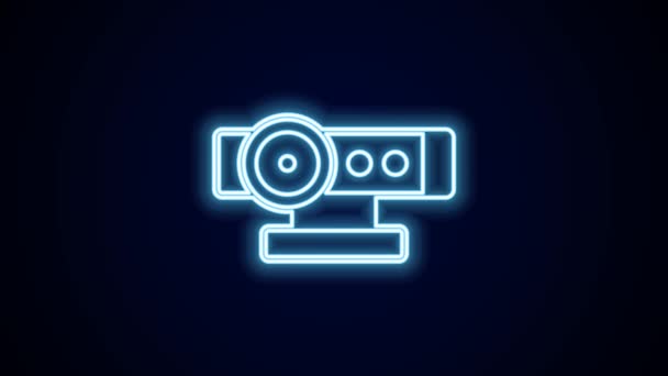 Leuchtendes Neonliniges Web Kamera Symbol Isoliert Auf Schwarzem Hintergrund Chat — Stockvideo