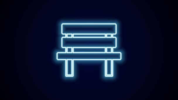 Glowing Neon Line Bench Icon Isolated Black Background Video Motion — Stock Video