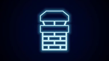 Parlayan neon hattı Chimney simgesi siyah arkaplanda izole edildi. 4K Video hareketli grafik canlandırması.
