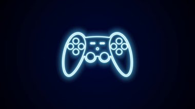 Parlayan neon hattı Gamepad simgesi siyah arkaplanda izole edildi. Oyun kontrolörü. 4K Video hareketli grafik canlandırması.