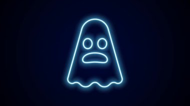 Parlayan neon hattı Hayalet simgesi siyah arkaplanda izole edildi. Mutlu Cadılar Bayramı Partisi. 4K Video hareketli grafik canlandırması.