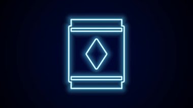 Parlayan neon hattı sihirli halı ikonu siyah arkaplanda izole edildi. 4K Video hareketli grafik canlandırması.