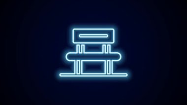 Parlayan neon hattı bekleme salonu simgesi siyah arkaplanda izole edildi. 4K Video hareketli grafik canlandırması.