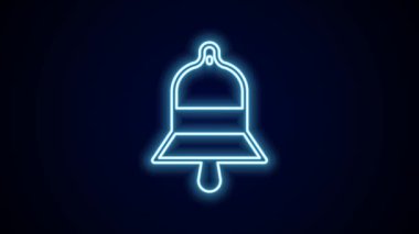Parlayan neon hattı tren istasyonu simgesi siyah arkaplanda izole edildi. 4K Video hareketli grafik canlandırması.