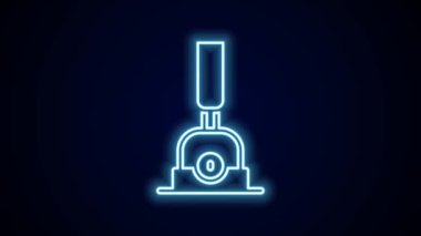 Demiryolu simgesini değiştirmek için parlayan neon hattı Arrow siyah arkaplanda izole edildi. Eski demiryolu rayları. 4K Video hareketli grafik canlandırması.