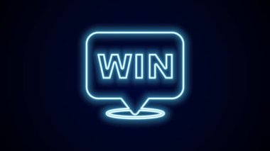 Parlayan neon çizgi simgesi siyah arkaplanda izole edildi. Kazanan sembol. 4K Video hareketli grafik canlandırması.
