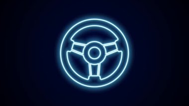 Parlayan neon hattı yarış simülatörü kokpit ikonu siyah arkaplanda izole edildi. Oyun aksesuarı. Simülasyon oyunu için Gadget. 4K Video hareketli grafik canlandırması.
