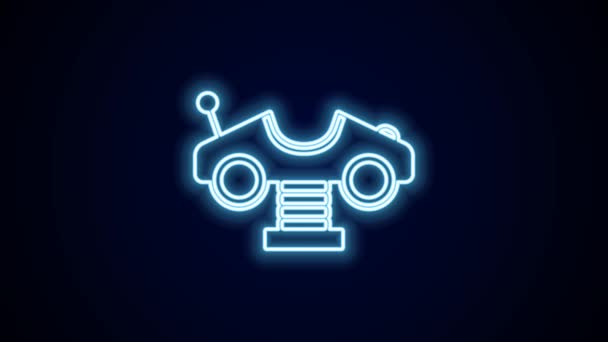 Glowing Neon Line Swing Car Playground Icon Isolated Black Background — Vídeo de Stock