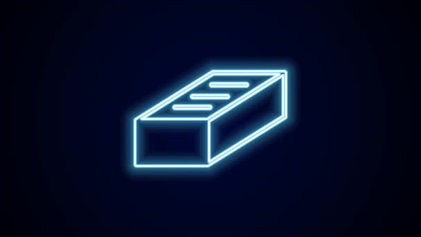 Leuchtende Leuchtschrift Brick Symbol Isoliert Auf Schwarzem Hintergrund Video Motion — Stockvideo