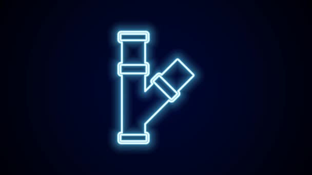 发光的霓虹灯线工业金属管图标隔离在黑色背景上 不同形状的输油管部分 4K视频运动图形动画 — 图库视频影像