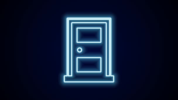 Leuchtende Leuchtschrift Geschlossene Tür Icon Isoliert Auf Schwarzem Hintergrund Video — Stockvideo