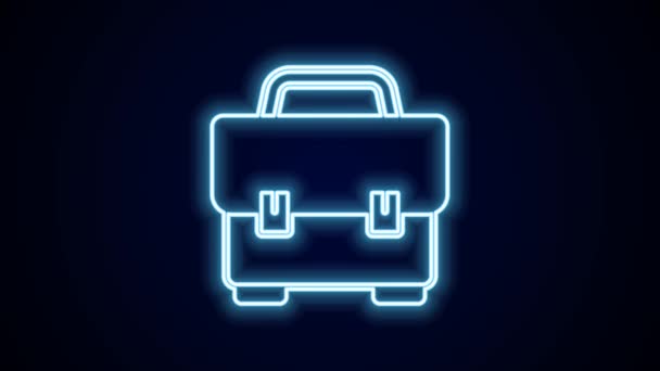 Glowing Neon Line Toolbox Icon Isolated Black Background Tool Box — Stock Video