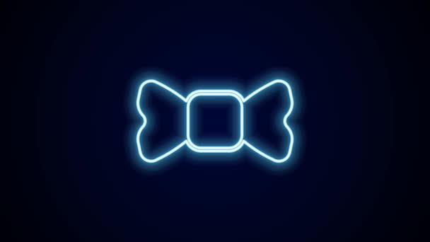Glowing Neon Line Bow Tie Icon Isolated Black Background Video — Stock Video