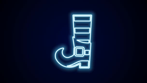 Zářící Neonová Čára Leprechaun Boot Ikona Izolované Černém Pozadí Šťastný — Stock video