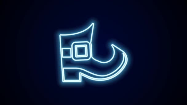 Glowing Neon Line Leprechaun Boot Icon Isolated Black Background Selamat — Stok Video