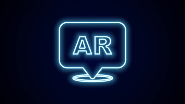 Glowing Neon Line Augmented Reality Icon Isolated Black Background Virtual — Stok Video