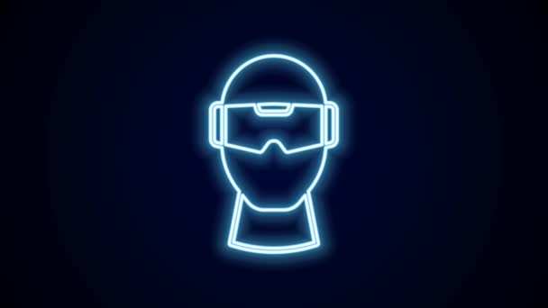 Línea Neón Brillante Icono Gafas Realidad Virtual Aislado Sobre Fondo — Vídeo de stock