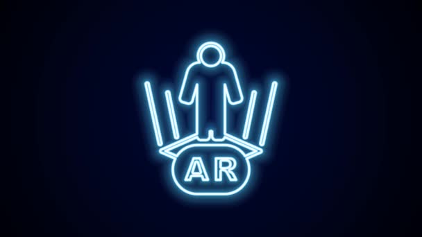 Glowing Neon Line Augmented Reality Icon Isolated Black Background Virtual — Stok Video