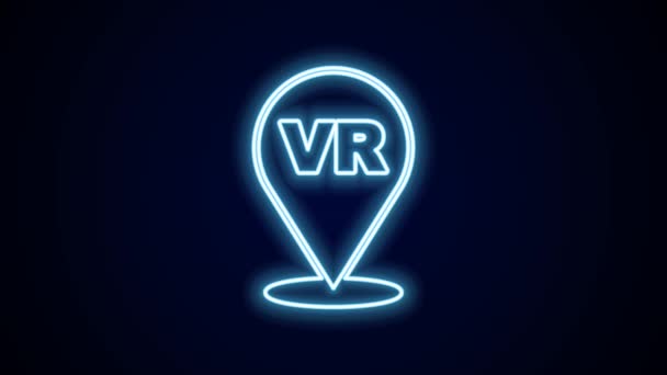 Zářící Neonová Čára Ikona Virtuální Reality Izolovaná Černém Pozadí Futuristická — Stock video