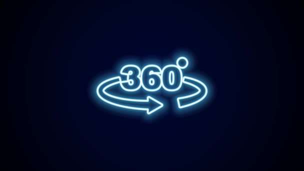 Glowing Neon Line 360 Derajat View Icon Isolated Black Background — Stok Video