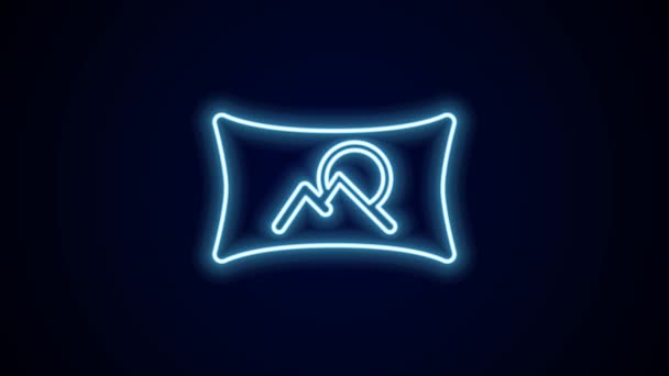 Glowing Neon Line Wide Angle Picture Icon Isolated Black Background — Stok Video