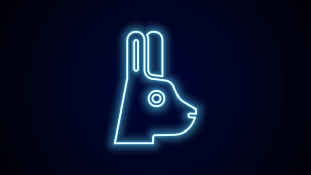 Línea Neón Brillante Conejo Con Orejas Icono Aislado Sobre Fondo — Vídeo de stock