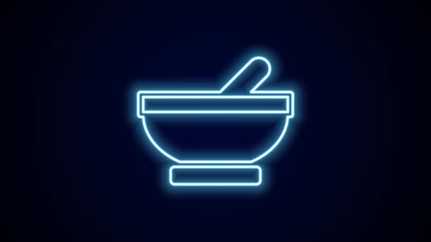 Glowing Neon Line Witch Cauldron Icon Isolated Black Background Happy — Stock Video