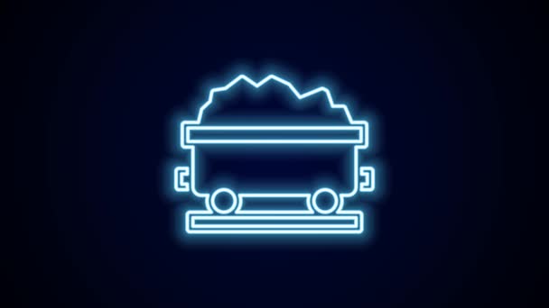 Świecące Neon Linii Węgla Pociąg Ikona Odizolowany Czarnym Tle Transport — Wideo stockowe