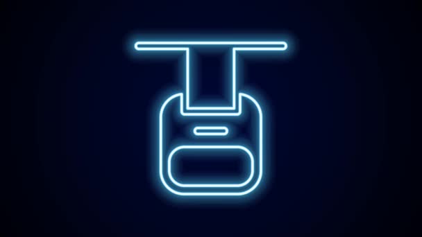 Glowing Neon Line Cable Car Icon Isolated Black Background Funicular — Stock Video
