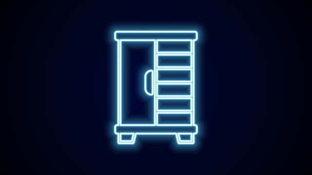 Glowing Neon Line Wardrobe Icon Isolated Black Background Cupboard Sign — Vídeo de Stock