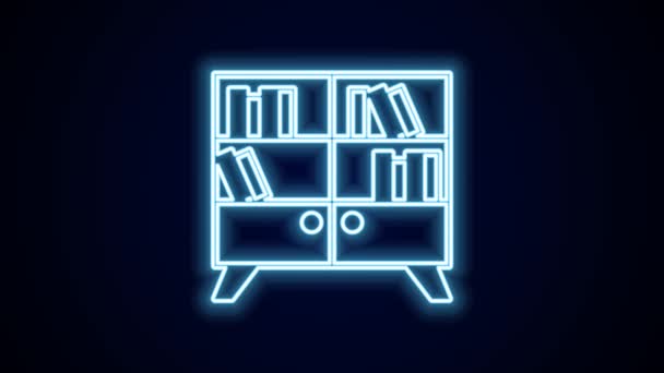 Zářící Neonový Řádek Knihovna Knihovna Ikona Izolované Černém Pozadí Grafická — Stock video