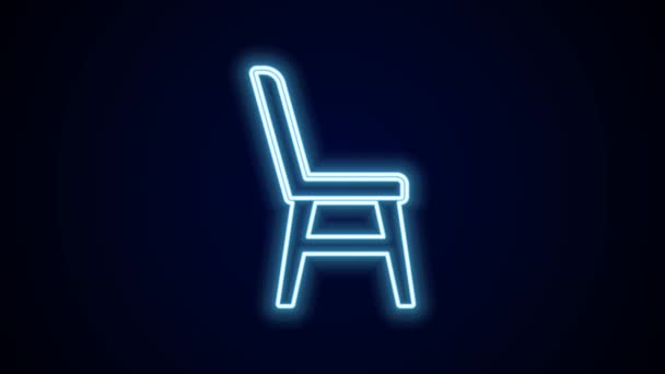 Glowing Neon Line Chair Icon Isolated Black Background Video Motion — Stock Video