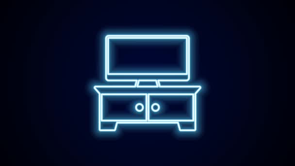 Luminoso Neon Linea Icona Del Supporto Del Tavolo Isolato Sfondo — Video Stock