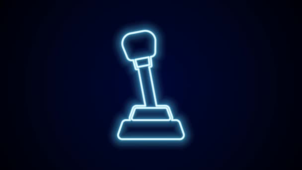 Glowing Neon Line Gear Shifter Icon Isolated Black Background Manual — Stock Video