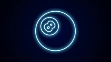 Parlak neon hattı bilardo topu. Siyah arka planda 8 numaralı ikon izole edilmiş. 4K Video hareketli grafik canlandırması.