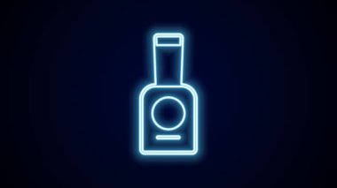 Parlayan neon çizgisi, siyah arka planda izole edilmiş tırnak cilası ikonu. 4K Video hareketli grafik canlandırması.