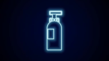 Siyah arkaplanda parlayan neon hattı şampuan ikonu. 4K Video hareketli grafik canlandırması.