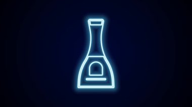 Parlayan neon çizgisi, siyah arka planda izole edilmiş tırnak cilası ikonu. 4K Video hareketli grafik canlandırması.