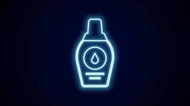Siyah arkaplanda parlayan neon hattı şampuan ikonu. 4K Video hareketli grafik canlandırması.