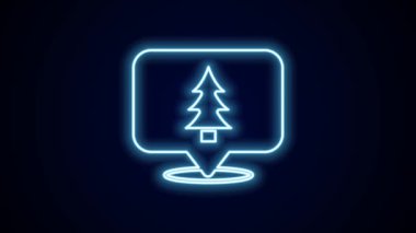 Siyah arkaplanda izole edilmiş bir harita ikonu üzerinde parlayan neon hattı konumu. 4K Video hareketli grafik canlandırması.