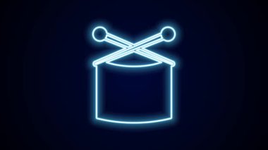 Parlayan neon çizgisi örgü iğneleri simgesi siyah arkaplanda izole edilmiş. El yapımı, örgü ya da terzi için etiket. 4K Video hareketli grafik canlandırması.